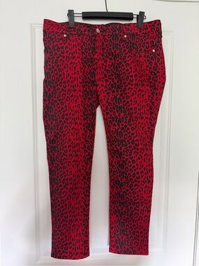 Tripp NYC Red and Black Leopard Skinny Jeans
